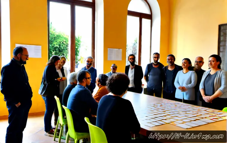 Home 11 융합 연구 방법론과 사회적 혁신 - Photorealistic interdisciplinary research workshop in a bright Italian civic innovation hub, diverse...